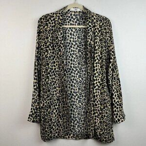 MNG Casual‎ Leopard Print Open Front Jacket Womens S Oversized Lagenlook Mobwife